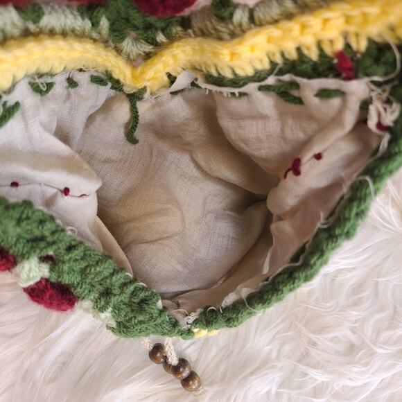Vintage Handmade Crochet Floral Granny Square Purse Shoulder Bag Boho Cottage - Picture 5 of 5